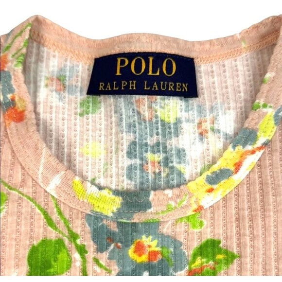 Ralph Lauren ‘Floral Bouquet’ Ribbed Short-Sleeve Lettuce Trimmed Light Weight t - Picture 8 of 13